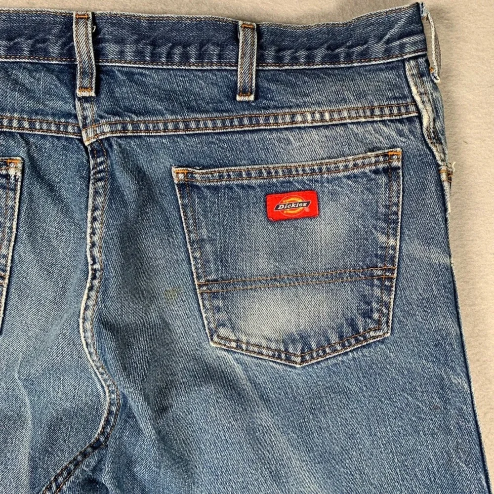 Dickies Jeans Mens 38x30 Blue Distressed Straight Leg Denim Workwear W6D1444 - Picture 14 of 16